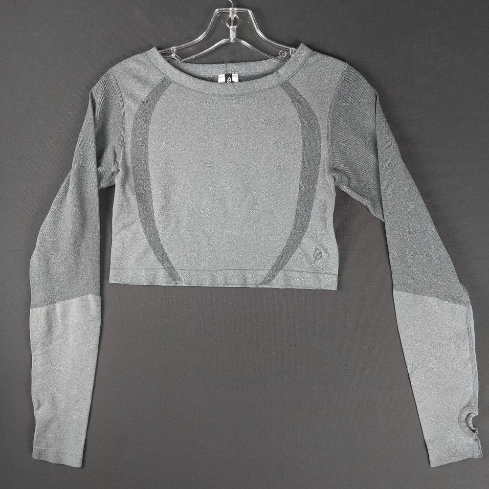 P'tula Crop Top Women Small Fitted Shirt Pullover Active Thumbholes Athleisure